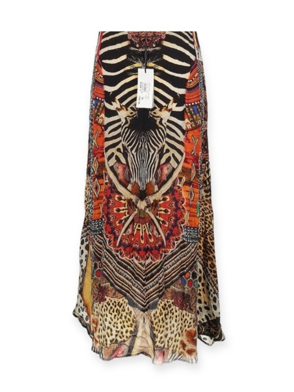 new Shahida Parides 𒀭 RHOBH Silk Crystal Tribal Print Maxi Dress 𒀭 Orange 00-12 - Picture 10 of 16